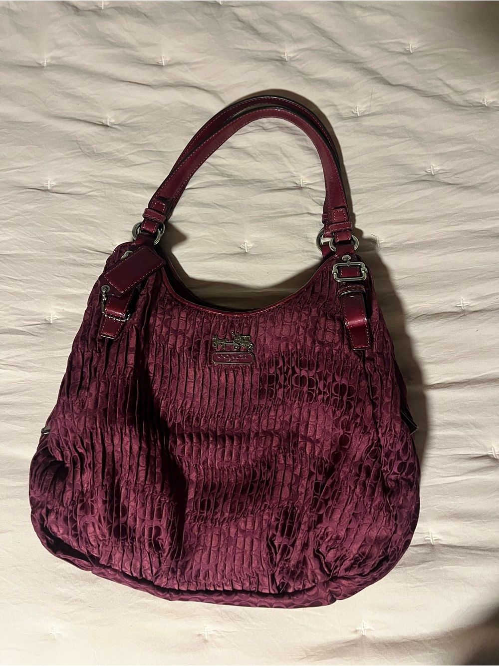 Coach Wine Textured Hobo Shoulder Bag